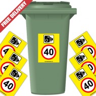 Speed Camera 40 mph Speed Reduction Wheelie Bin Stickers